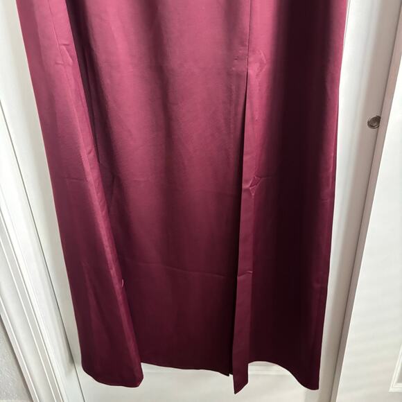 BHLDN Piper Dress 22W Plus Burgundy Satin V-Neck Maxi Bridesmaid Formal Gown - Picture 5 of 15